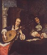 TERBORCH, Gerard Woman Playing the Lute st Germany oil painting reproduction